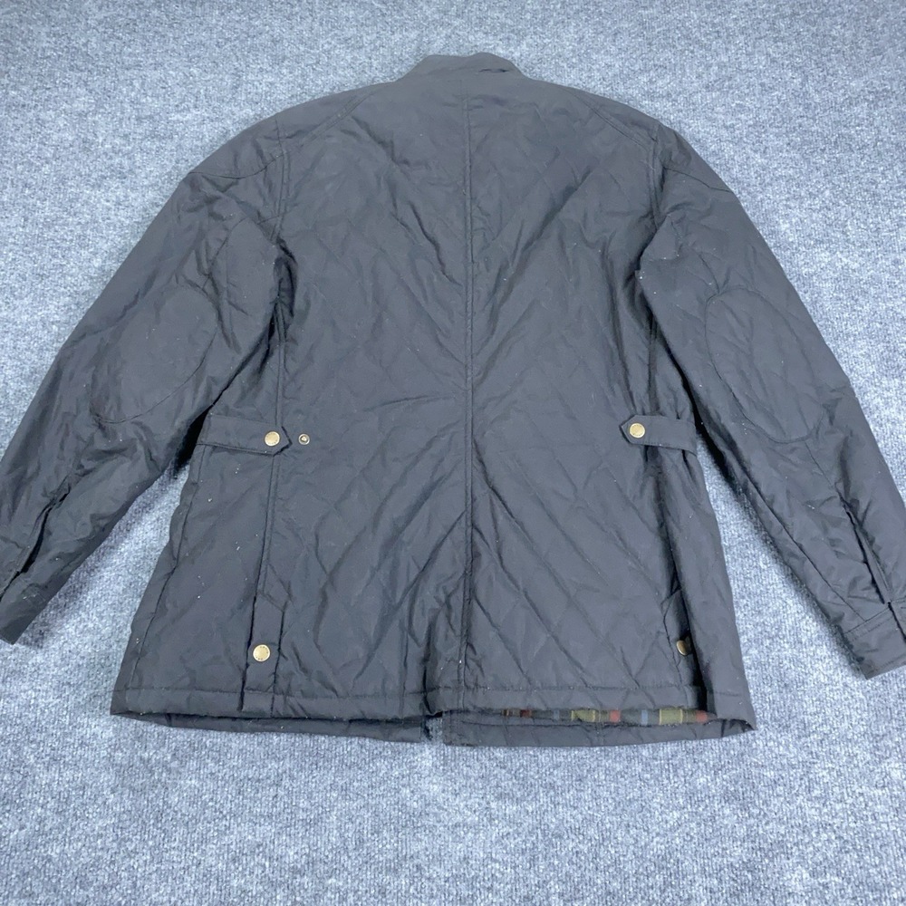 Orvis Barn Coat Womens Sz L Black Chore Jacket Flannel Lined Leather Collar 2MPO - Picture 2 of 16